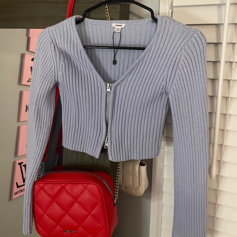 Garage Blue Zipper crop top. Size Xs.